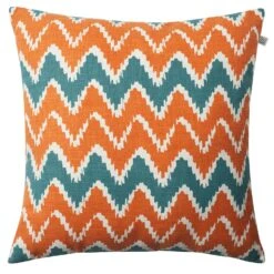 Ikat Bangalore Outdoor Cushion 50x50 Cm, Apricot Orange/Heaven Blue