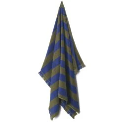 Ferm LIVING Alee Beach Towel, Olive / Bright Blue