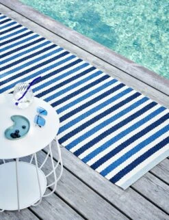 Teo Rug Denim / Dark Blue / Vanilla, 70x240 Cm -Sagaform Shop pappelina teo rug denim dark blue vanilla 0 2