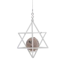 Suet Ball Feeder Star, White